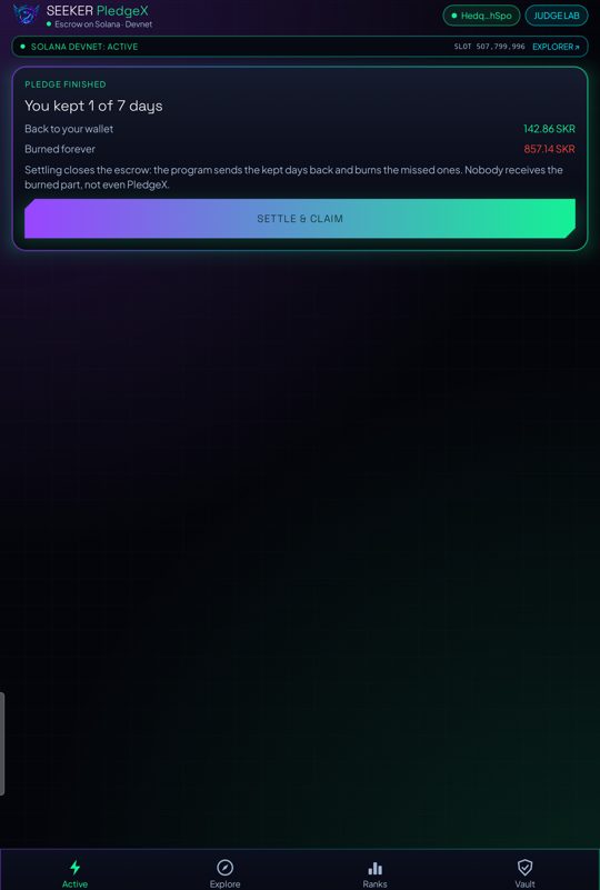 Settle card: refund and burn